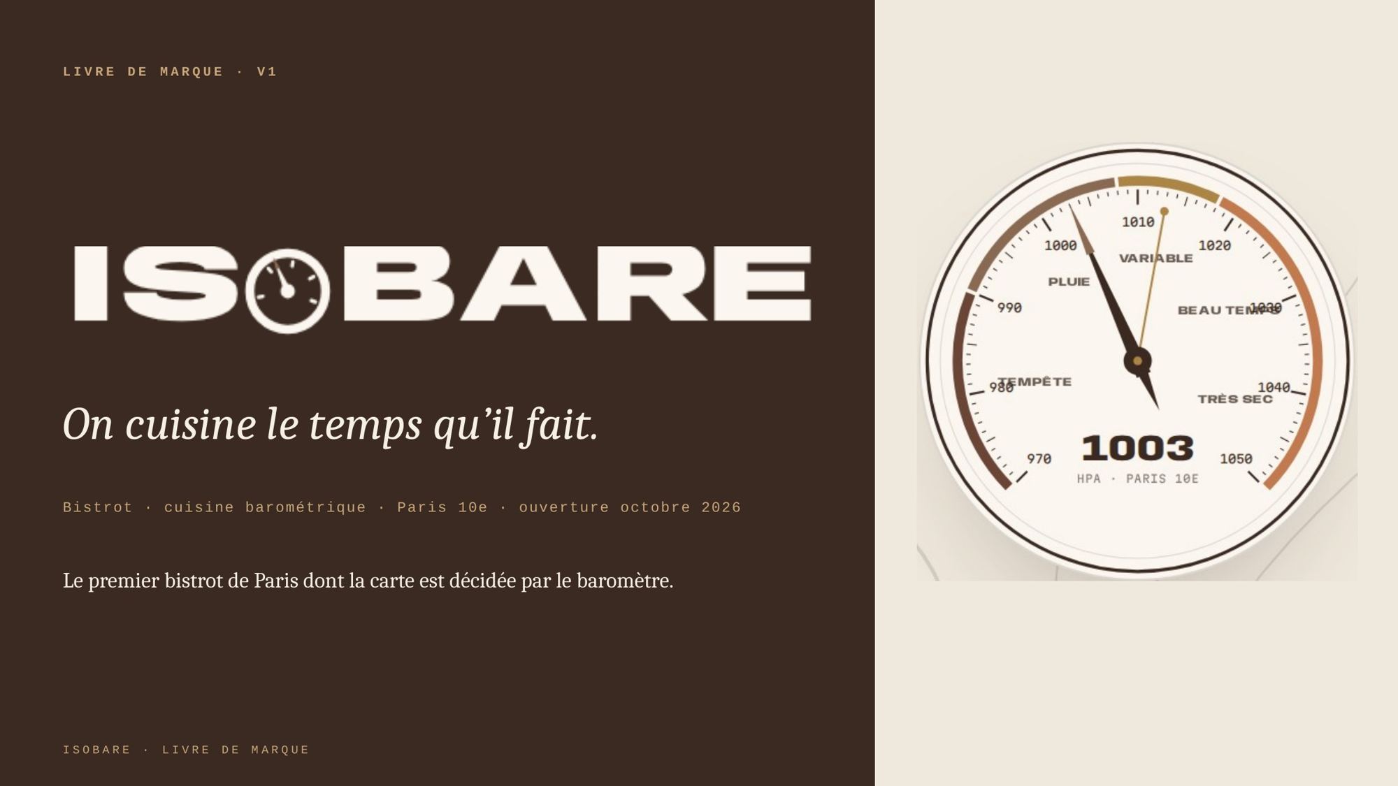 ISOBARE : Bistrot · Paris 10ᵉ